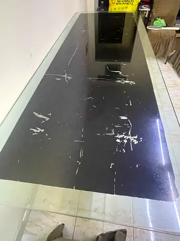 Glass Top Dining Table with Black Base (Used)