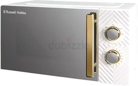 Russell Hobbs Compact Microwave Oven - White with Gold Accents