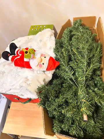 Artificial Christmas Tree with Santa Plush Decoration - Used