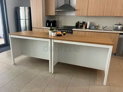 IKEA white/wood Tornviken kitchen islands (2)