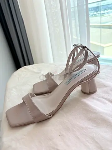 Charles  Keith beige strappy block heel sandals, size EU 37