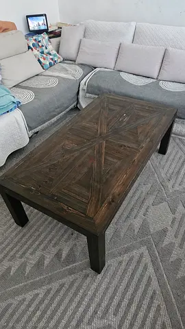 Reclaimed Pine Parquet Coffee Table | Ebony Finish | Hand-Restored | Damac Hills 2