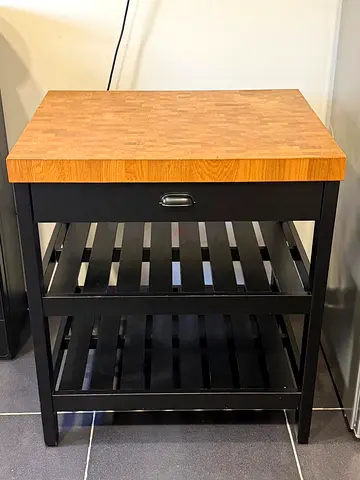 Solid Wood Kitchen Island Cart with Butcher Block Top — Compact Prep Table