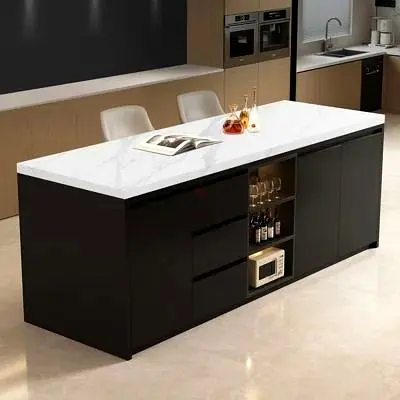 Modern Kitchen Island with Marble Top and Storage