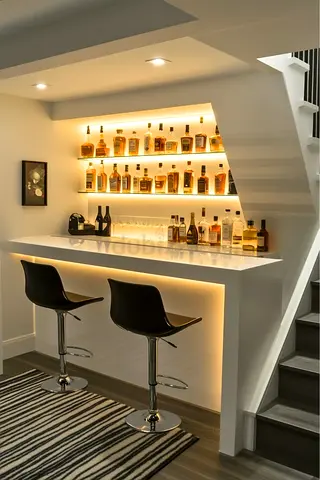 Modern White Bar Table with Integrated LED Lighting