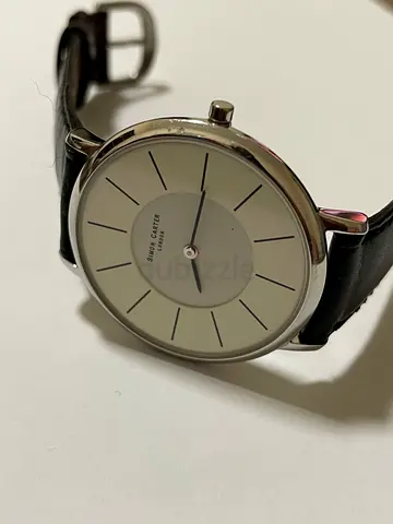 Simon Carter minimalist mens watch with black leather strap