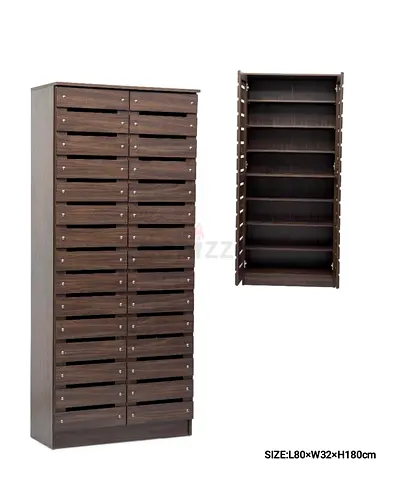 Tall Multi-Drawer Shoe/Storage Cabinet - Dark Wood (80x32x180cm)