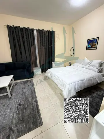 For Rent – Spacious Furnished Studio (Second Tenant) on Ajman Corniche, Second Row | Prime Location at Diwan Roundabout | Separate Kitchen and Open Vi