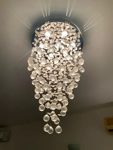 Two matching Modern crystal cascade ceiling light chandelier - working condition