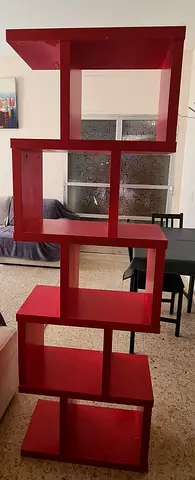 Red Modern Zigzag Display Shelf / Room Divider