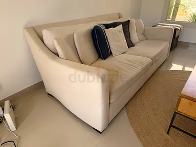 Comfortable Cream 3 Seater Sofa Crate and Barrel