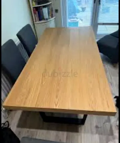 Oak-look dining table with 6 chairs - modern rectangular set