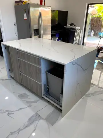 Modern Kitchen Island with Marble Style Countertop