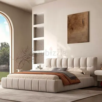 Modern Upholstered Bed Frame with Tufted Headboard