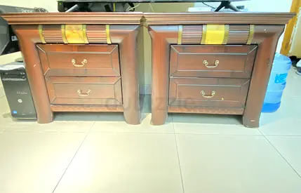Pair of Solid Wood Nightstands / Bedside Tables - Dark Brown, 2 Drawers