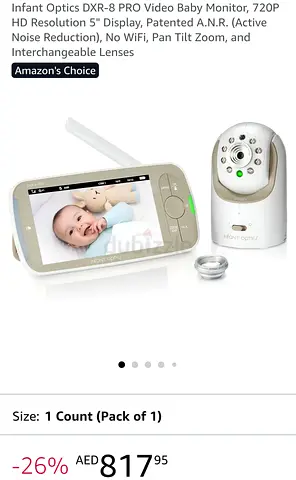 Infant Optics DXR-8 PRO 720P Baby Video Monitor – 5 Screen, Pan/Tilt, Interchangeable Lenses