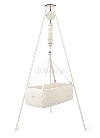 Moonboon Baby Cradle whipping Hanging Baby Bassinet with Tripod Stand - Neutral Quilted Fabric