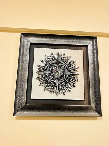 Heavy, Framed Metallic Sunburst Wall Art - Silver