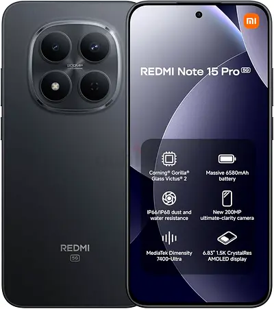 Redmi Note 15 Pro 5G - 200MP, 6580mAh, Black (Like New)