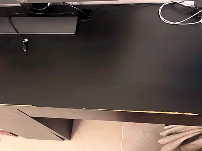 Black wooden study desk -sturdy and spacious