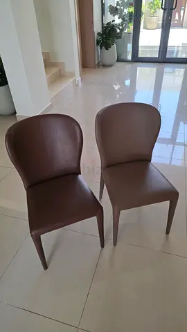 Set of 7 Brown Modern Dining Chairs - Good Condition