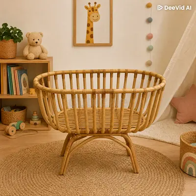 Rattan Bassinet/Cradle - Natural Woven Baby Bassinet