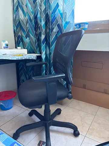Ikea Table and Ergonomic Black Mesh Office Chair in Good Condition