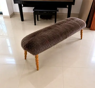 Marina Home Long faux-fur bench with wooden legs