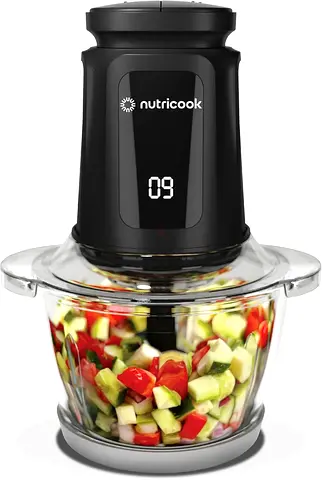 Nutricook Electric Food Chopper / Mini Food Processor - 1L Glass Bowl, Digital Timer