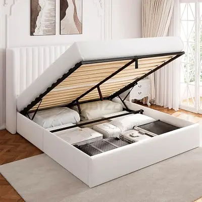 Modern Upholstered Bed with Hydraulic Storage