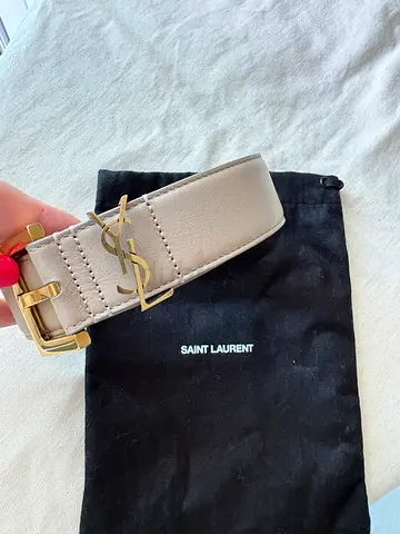 Beige Saint Laurent Leather Belt with Gold YSL Buckle - Size 75. Brand new, receipt, dust  available