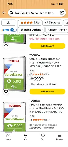 Toshiba S300 4TB Surveillance Internal Hard Drive (3.5) 100% health
