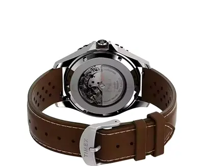 Timex mens wristwatch with brown leather strap — Automatic brand new