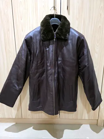 Brown Leather Jacket with Fur Lining  Collar (Brand New)
