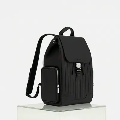 Black Designer-Style Backpack -original leather