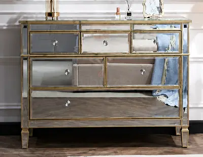 Mirrored Vintage-Style Dresser with 6 Drawers