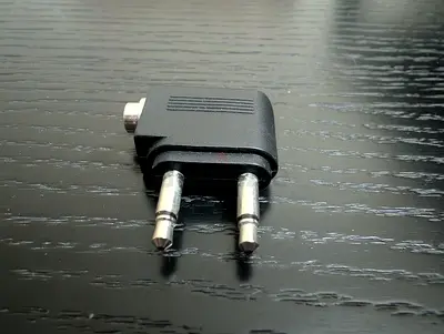 Dual 3.5mm Airplane Headphone Jack Adapter (Twin Pin to Female 3.5mm)