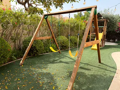 Garden playground swings, slide  treehouse set