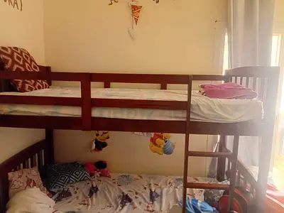Solid Wood Kids Bunk Bed with Ladder - Good Condition
