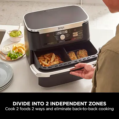 Ninja Foodi FlexDrawer Air Fryer, Dual Zone with Removable Divider, Large 10.4L