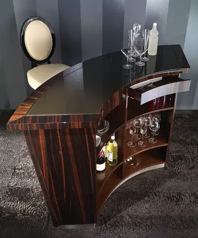 Modern Curved Wooden Bar Table with Storage