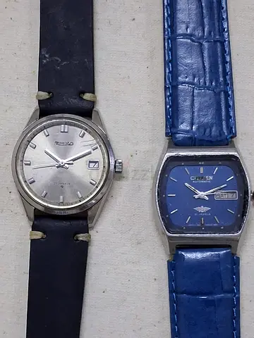 Two vintage mens wrist watches (Seiko and Citizen) - seiko is winding watch citizen is automatic da
