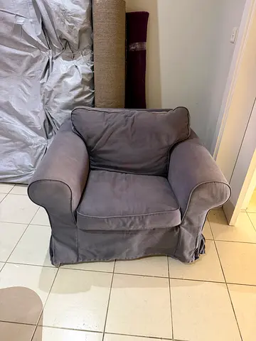Comfortable Grey Armchair — Good Condition
