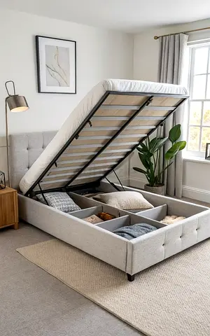Modern Upholstered Ottoman Bed with Underbed Storage