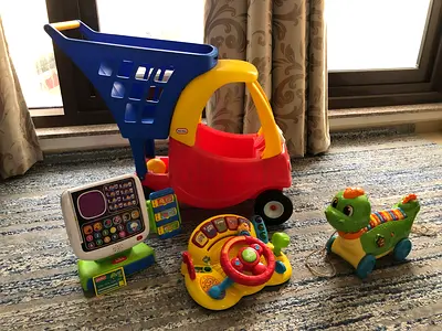 Kids ride-on shopping car with activity toys bundle