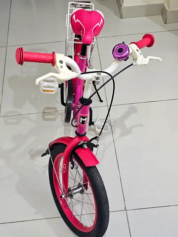 Childrens Pink 16-inch Bike with Basket and Training Wheels