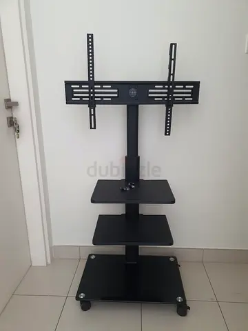 Mobile TV Stand with Mount and 3 Shelves — Black. SALE LAST CHANCE