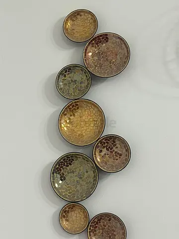 Set of Decorative Metal Wall Bowls - Honeycomb Finish