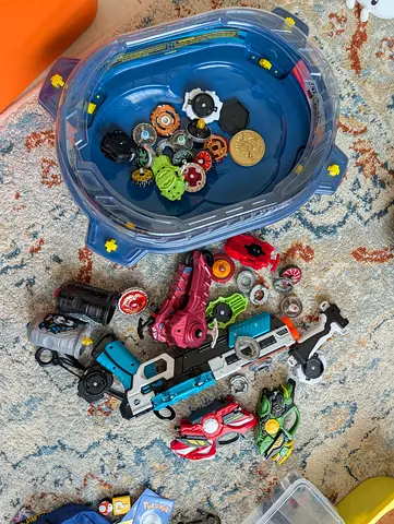 Beyblade Burst lot with stadium, launchers and tops - used