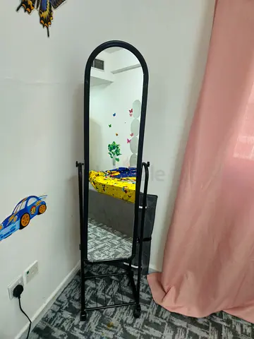 Full-Length Black Metal Standing Mirror